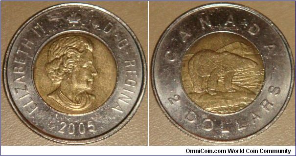 Canada, 2 dollars, 2005 (2003-2006) Regulation Coin Polar Bear
