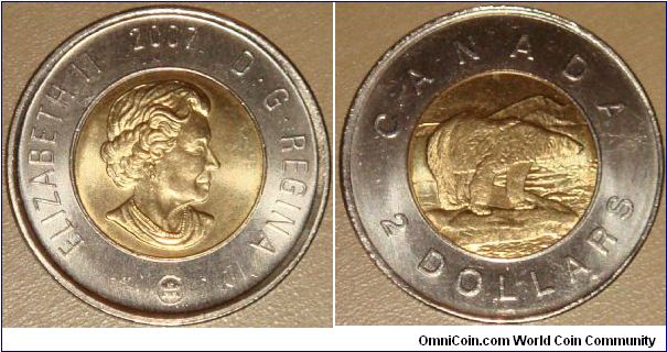 Canada, 2 dollars, 2007 (2006-present) Regulation Coin Polar Bear