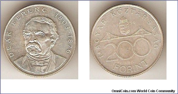 Republic of Hungary
200 forint
Ferenc Deak