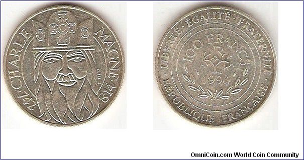 100 francs
Charlemagne (Carolus Magnus)