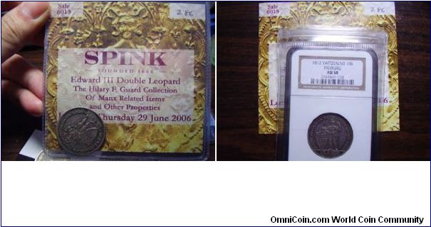 From The Hilary F. Guard 's collection sold by SPINK,2006,Switzerland, Freiburg, 10-Batzen 1812 (Divo 106; HMZ.279),NGC AU-58,but I think it is a UNC example because of the full stuck and nice blank!This coin is NOT for sale.