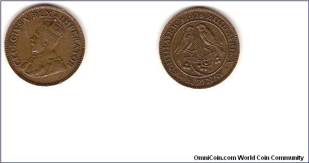 1/4 penny
George V, king and emperor
sparrows
bronze