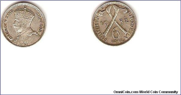 Southern Rhodesia
6 pence
George V