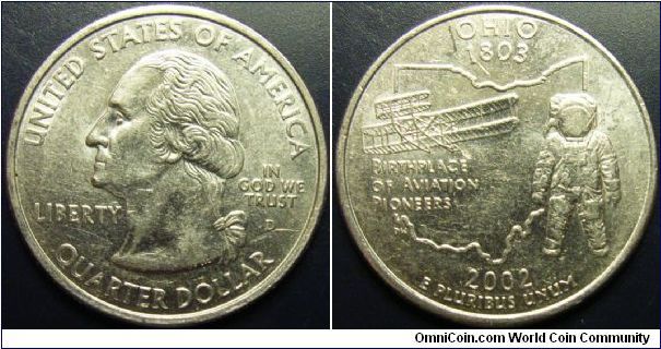 US 2002 quarter dollar, commemorating Ohio, mintmark D. Special thanks to slowly but surely!