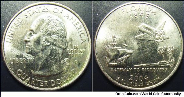 US 2004 quarter dollar, commemorating Florida, mintmark D. Special thanks to slowly but surely!