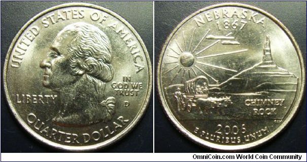 US 2006 quarter dollar, commemorating Nebraska, mintmark D. Special thanks to slowly but surely!