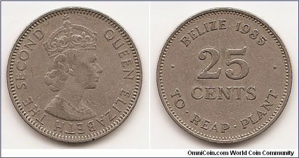 25 Cents
KM#77
5.6000 g., Copper-Nickel, 23.6 mm. Subject: World Forestry
Congress Obv: Crowned bust of Queen Elizabeth right Rev:
Denomination within circle, date below Edge: Reeded