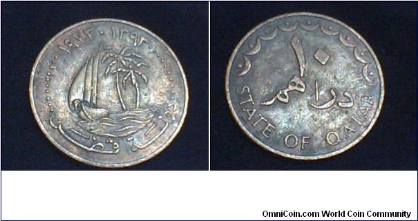 qatar state 10 dirham 1972.
for sale. nedal_a@yahoo.com