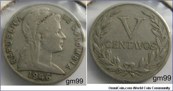 km#199 5 Centavos (1918-1950)