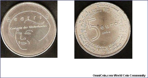 5 euro
Enlargement of the European Union
queen Beatrix
0.925 silver