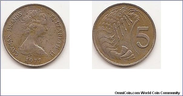5 Cents
KM#2
Copper-Nickel, 18 mm. Ruler: Elizabeth II Obv: Young bust
right Rev: Pink-spotted shrimp