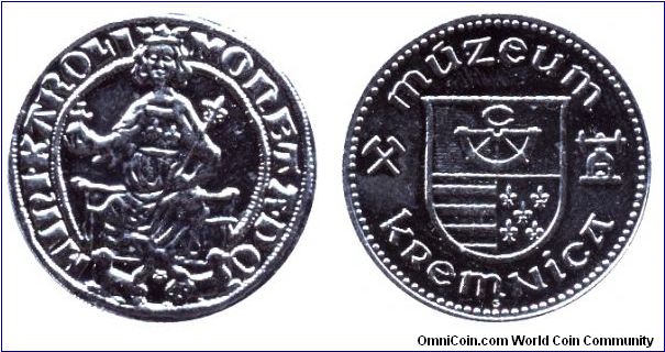 Slovakia, Token issued by the Körmöcbánya (Kremnica) Mint to commemorate the MINI KAROLI MONETADO.                                                                                                                                                                                                                                                                                                                                                                                                                  