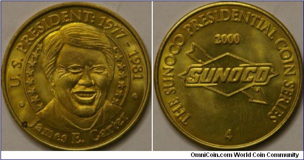 Jimmy Carter 39th president. Number 4 in the Presidential coin series by Sunoco. 31 mm