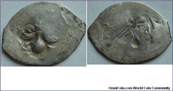 AR Denga of Ivan Feodorovich, Ryazan' tamga on silver unknown. Weight 0.95 g.