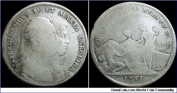 1 Piastra, Kingdom of the Two Sicilies.

This large silver coin featuring what must have been the ugliest couple in history, was also valued at 120 Grana.                                                                                                                                                                                                                                                                                                                                                        