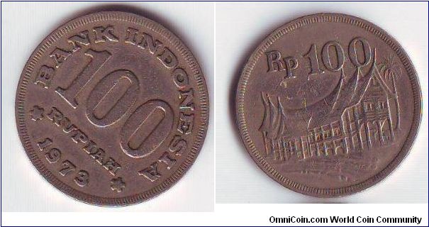 100 RUPIAH 1973 RUMAH GADANG INDONESIA