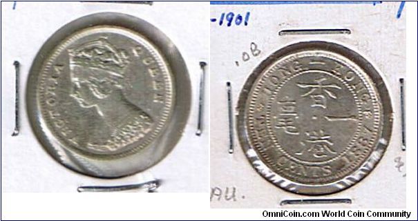 H.K.QV-1987-
 10 CENTS