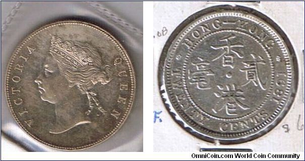 H.K. QV -1881-20CENTS