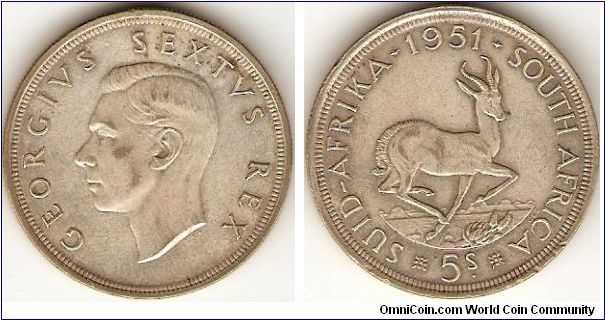 5 shillings (crown)
George VI
0.500 silver