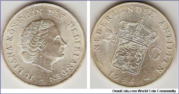 2 1/2 gulden (rijksdaalder)
queen Juliana
0.720 silver