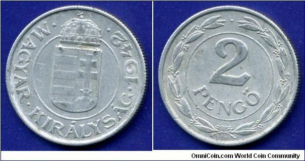 2 Pengo.
Kingdom of Hungary.
(BP)Budapesht mint.
Mintage 8,000,000 units.


Al.