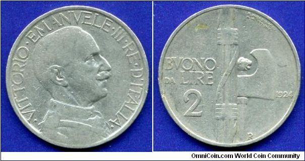 2 Lire.
Vittorio-Emanuele III (1900-1946).
(R) Roma mint.


Cu-Ni.