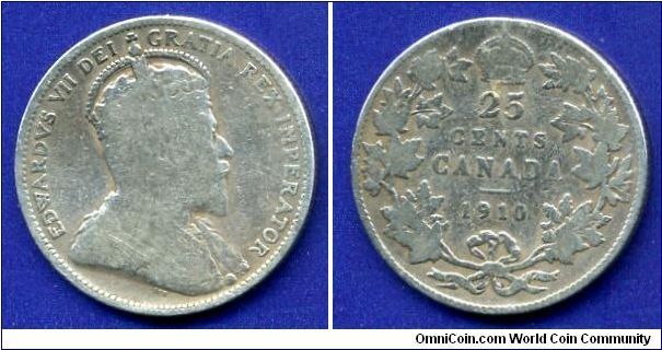 25 cents.
Edward VII (1901-1910).


Ag925f. 5,81gr.