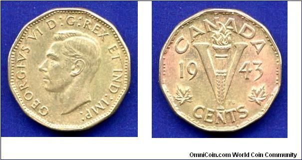 5 cents.
'Brass five'.
George VI (1936-1952).



Br.