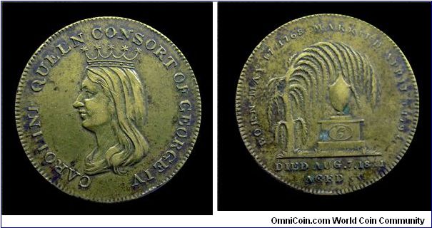 Death of Queen Caroline (consort of George IV) - Brass medal mm. 25