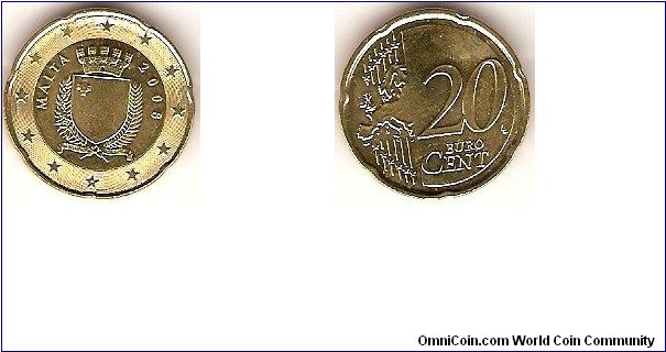 20 eurocents
Coat of arms of Malta
