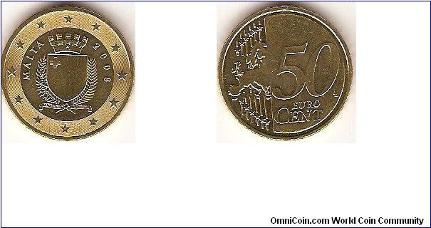 50 eurocents
Coat of arms of Malta