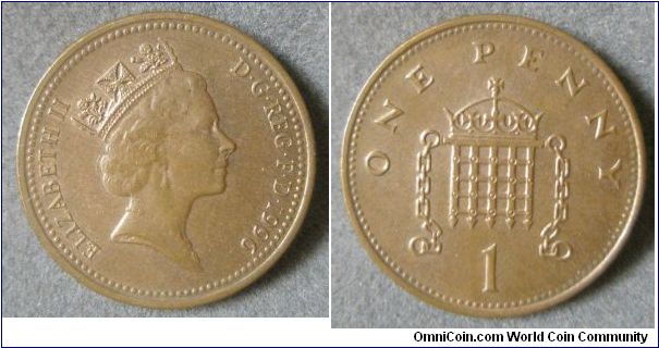United Kingdom, Queen Elizabeth II, 1 Penny. 1996.