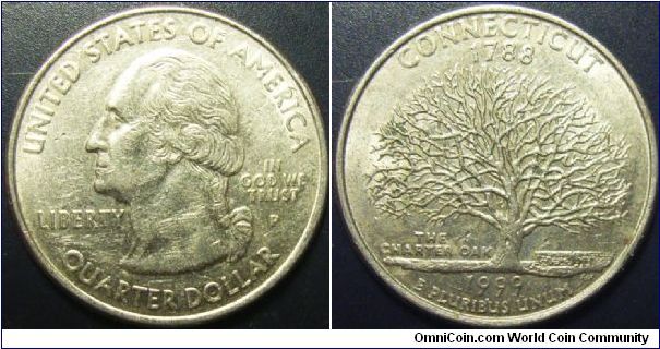 US 1999 quarter dollar, commemorating Connecticut, mintmark P. Special thanks to Arthrene!