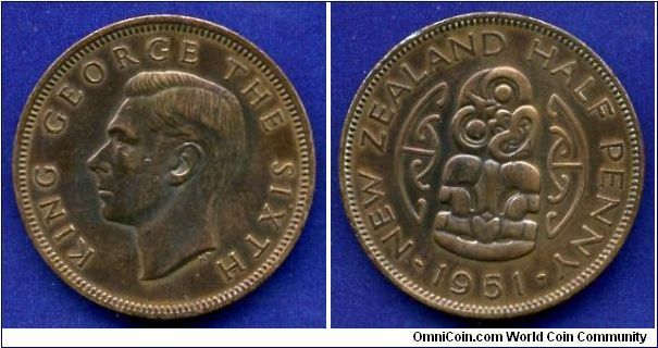 Half penny.
George VI (1936-1952) King.


Br.