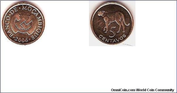 5 centavos
leopard
copper-plated steel