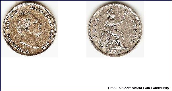 4 pence
silver
William IV
for use in the West Indies