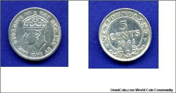 5 cents.
Newfoundland.
George VI (1936-1952).
(C) Royal Canadian Mint, Ottawa.


Ag925f. 1,178gr.