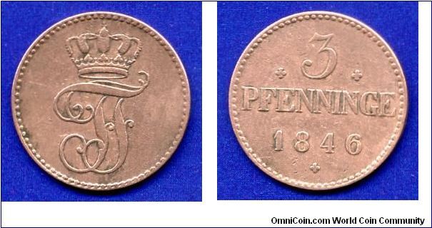 3 pfenninge.
Meklenburg-Shwerin.
Friedrich Franz II (1842-1883).


Cu.