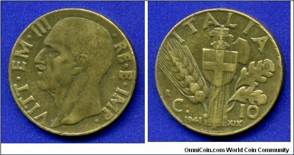 10 centesimos.
Vittorio-Emanuele III (1900-1946).
(R) Roma mint.


Br.