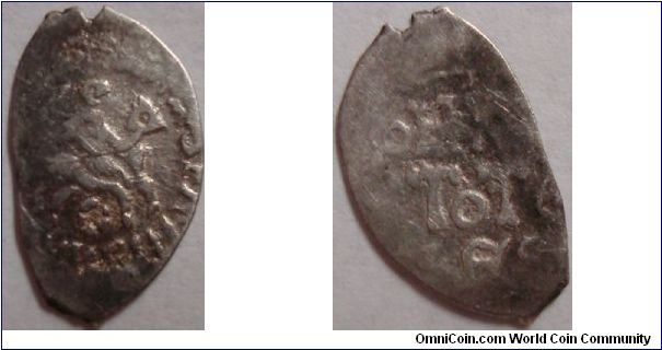 AR Denga Ivan III. Inscription in Latin - 'oRnISToTELES'. GP 3110, R-VIII. GP 2017 - 8018, R8.