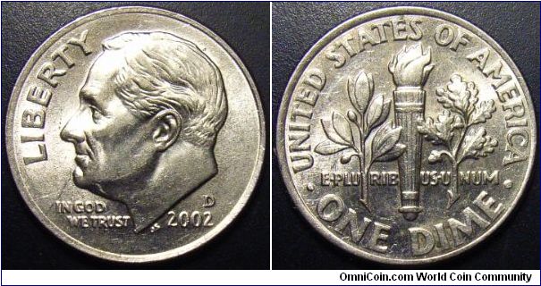 US 2002 dime, mintmark D. Special thanks to Arthrene!