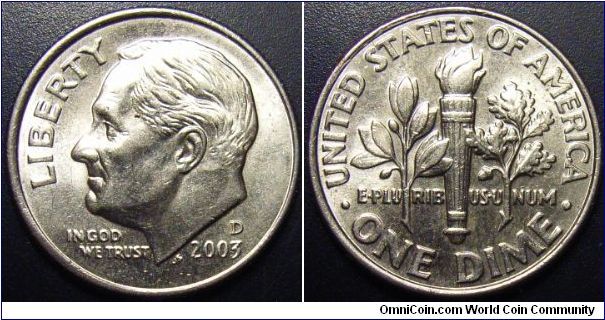 US 2003 dime, mintmark D. Special thanks to Arthrene!