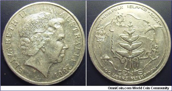 Australia 2001 20 cents, commemorating Norfolk Islands. Special thanks to Nancyc!