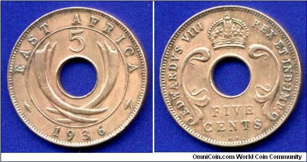 5 cents.
Edward VIII (1936).
'KN'- King's Norton, Birminghem.


Br.