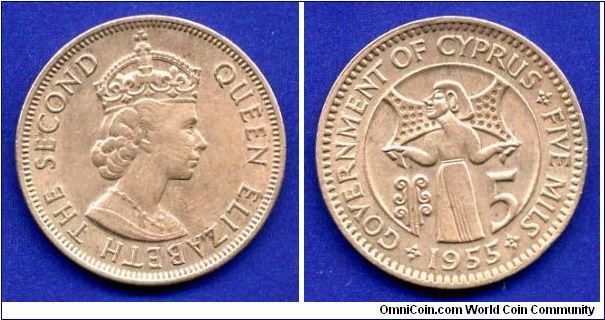 5 mils.
Elizabeth II.
Mintage 10,000,000 units.


Br.