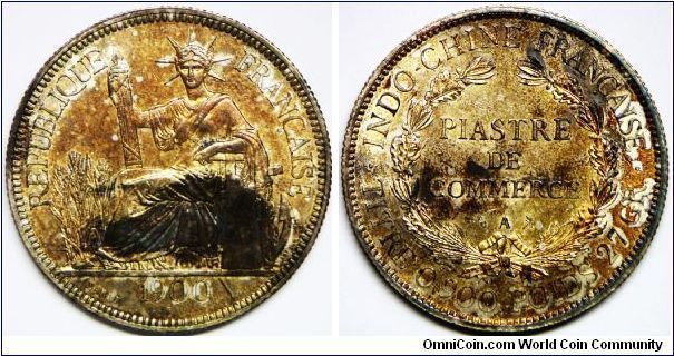 French Indo-China (French Colony), Trade Dollar - 1 Plastre, 1900A, 27.0000 g, 0.9000 Silver, .7812 Oz ASW, Mintage: 13,319,000. UNC. [SOLD]