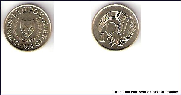 CYPRUS

1996

ONE

CENT

COIN

 

REVERSE:   STYLIZED BIRD

EDGED:       PLAIN

METAL:       NICKEL BRASS