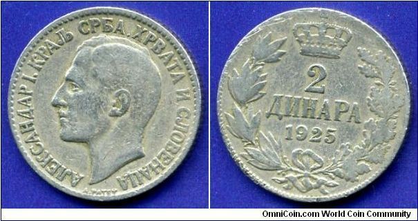 2 Dinars.
King Alexander I (1921-1934).


Cu-Ni.