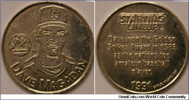 Dave Magadan coin, came with Starting Lineup Action figure,34 mm
