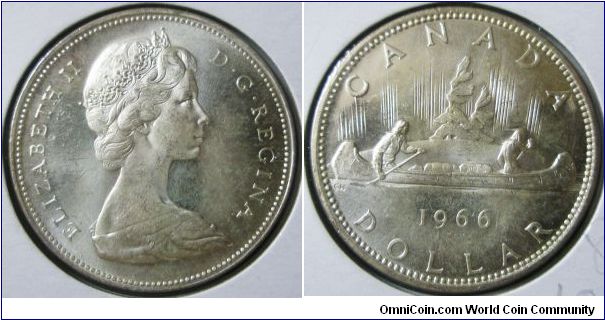 Canada, Queen Elizabeth II, One dollar. 1966. AU.